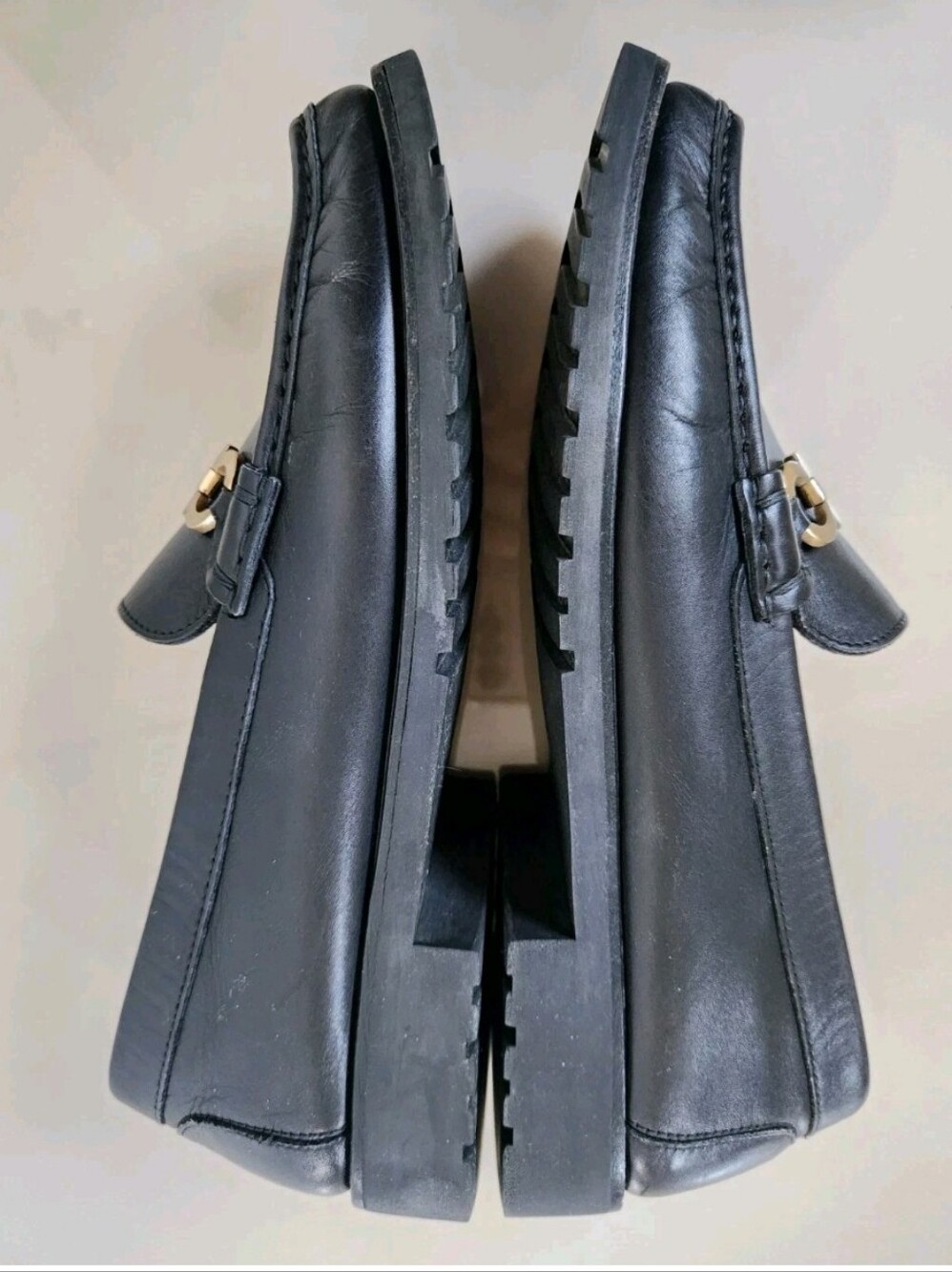 Women size 8 Salvatore Ferragamo Black and Red Loafers with Horsebit Detail - Picture 5 of 7